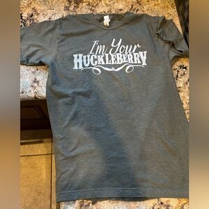 Custom tombstone T-shirt “ I’m your huckleberry”